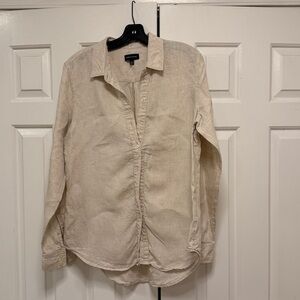 Lord and Taylor Women’s Linen blouse button up shirt, size large